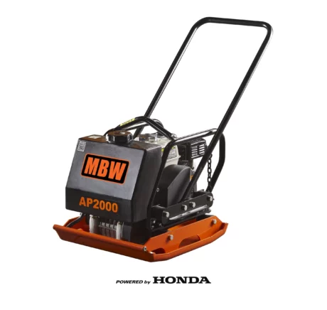 MBW AP2000 20" Vibratory Plate Compactor with water tank and sprayer. Powered by Honda.