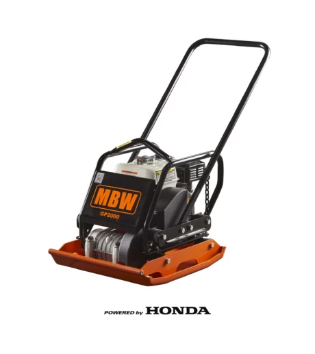 MBW GP2000 20 inch vibratory plate compactor powered by Honda GX160 engine.